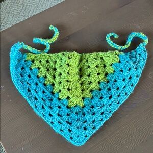 Green and Blue Crochet Hair Bandana